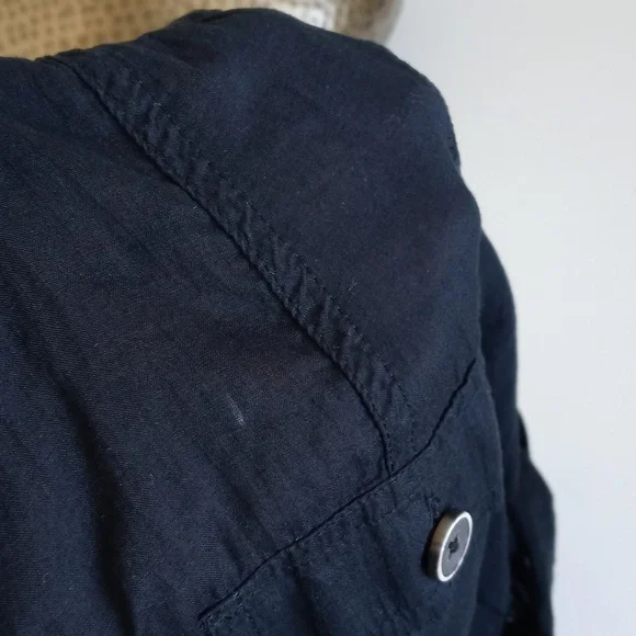 Banana Republic 3/4 Sleeve Black Soft Italian Cotton Button Down Shirt Dress 2 - Picture 13 of 16